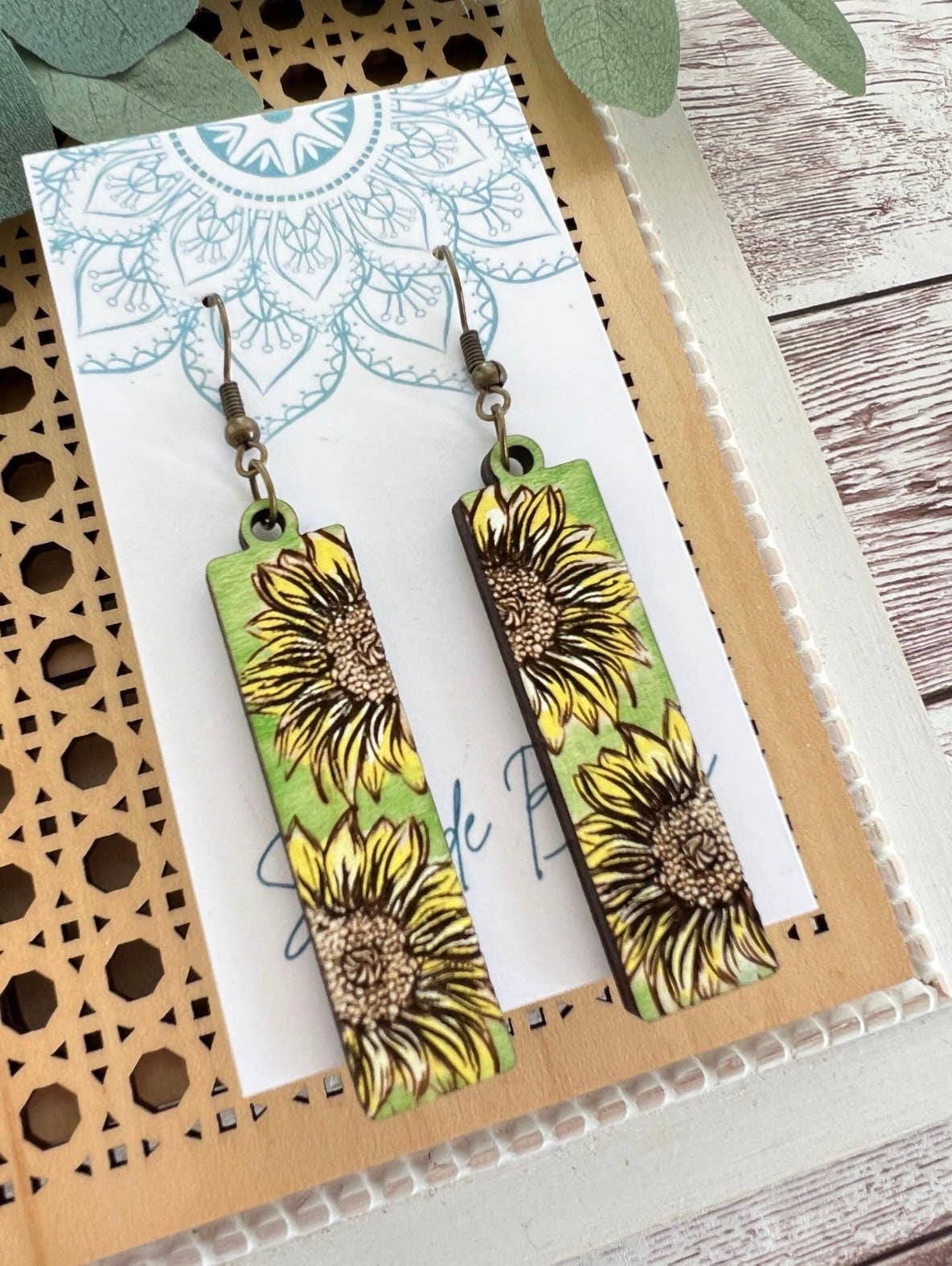 Meadow Sunflower - Hand Painted Wood Earrings