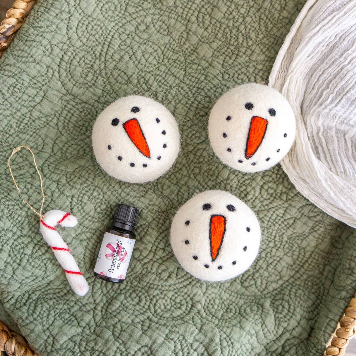 Snowman Trio Eco Wool Dryer Balls