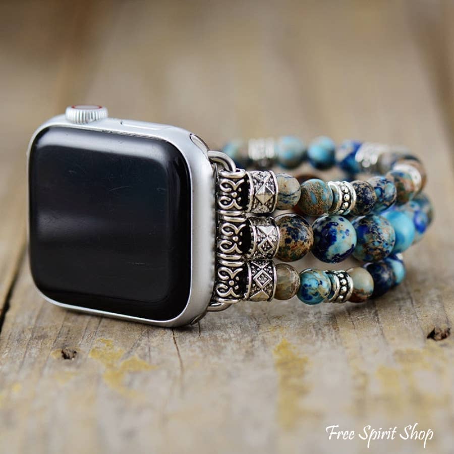 Blue Jasper Bead Stretchable Apple Watch Band