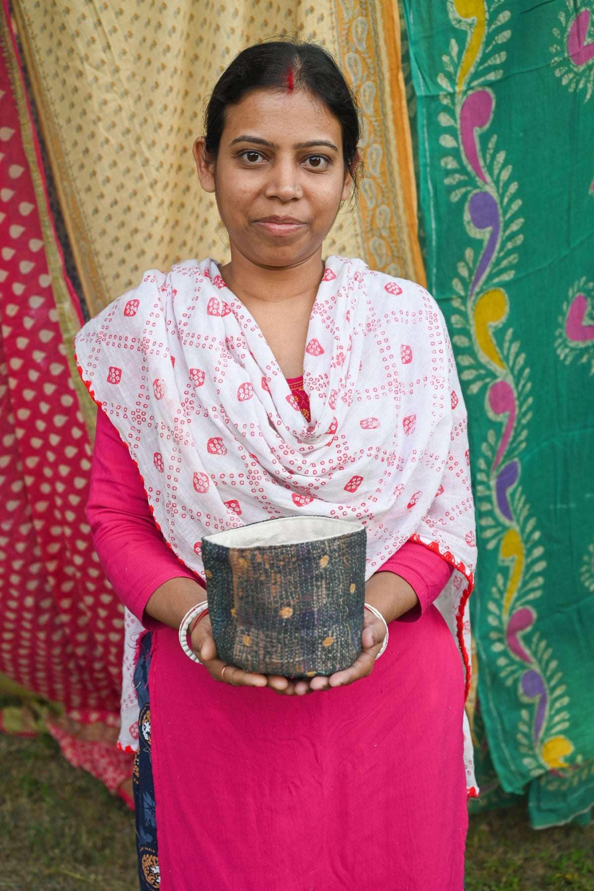 Vintage Kantha Basket | 5 in