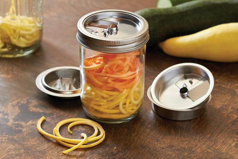 3 in 1 Spiralizer for Wide Mouth Mason Jars, Stainless Steel