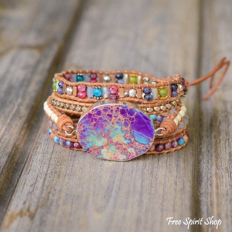 Handmade Purple & Turquoise Jasper Wrap Bracelet